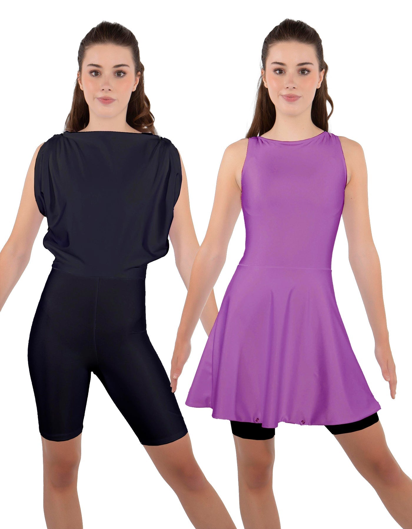 Solid Lycra Convertible Dress Tank Bikeshort