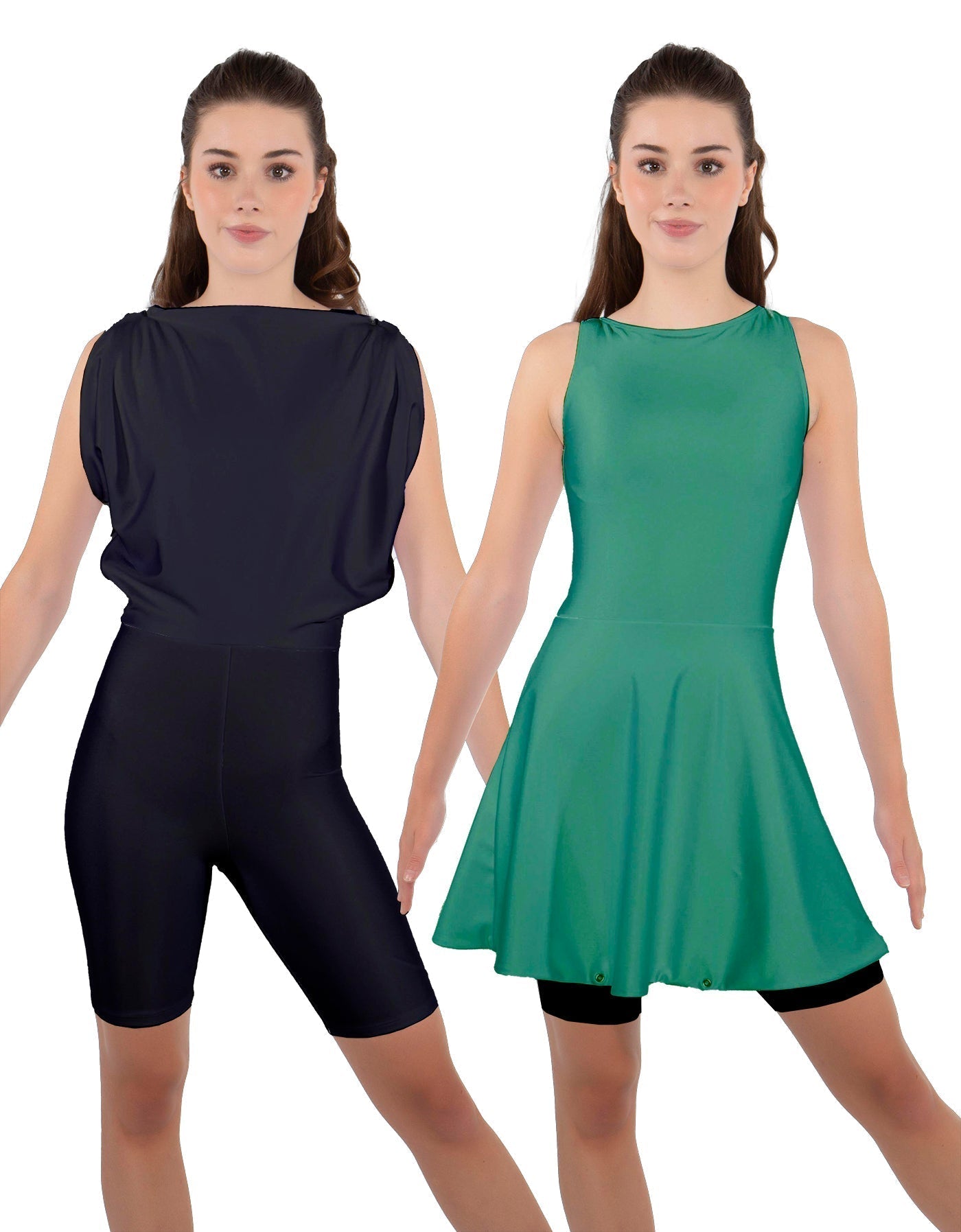 Solid Lycra Convertible Dress Tank Bikeshort