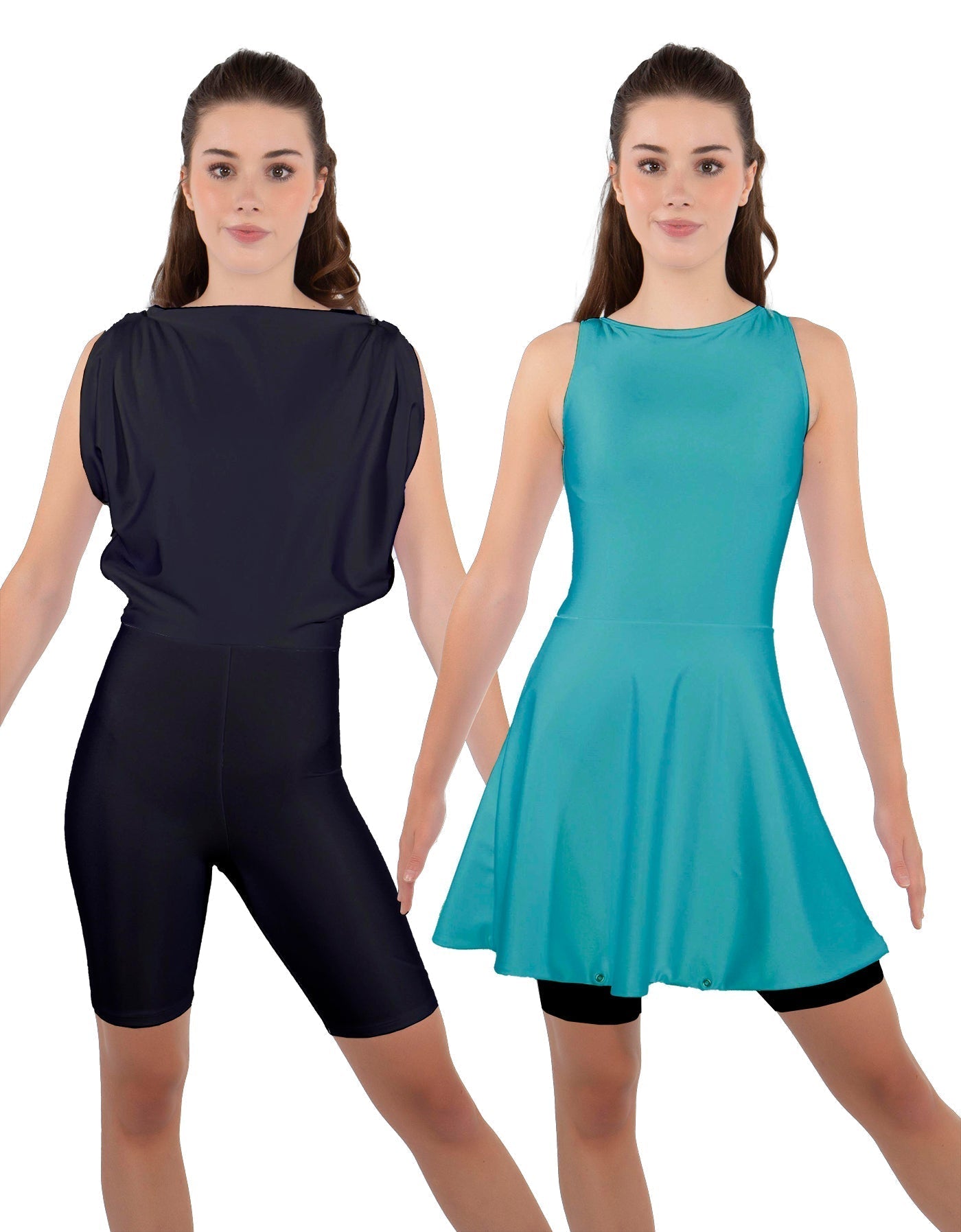 Solid Lycra Convertible Dress Tank Bikeshort