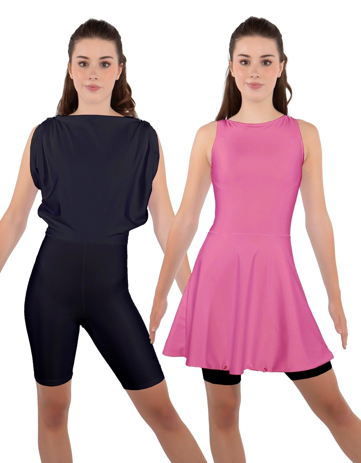 Solid Lycra Convertible Dress Tank Bikeshort