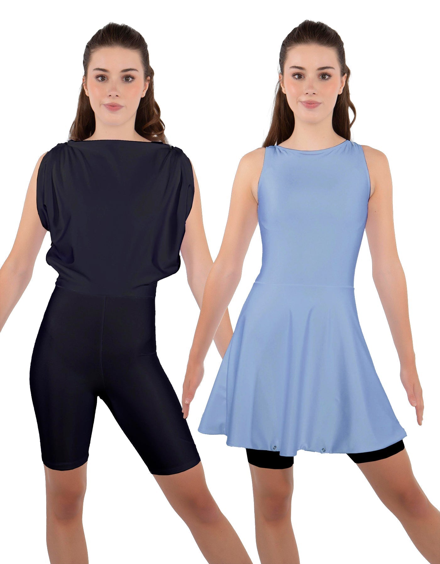 Solid Lycra Convertible Dress Tank Bikeshort