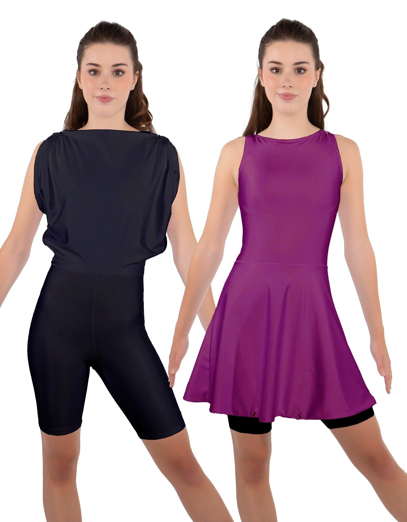 Solid Lycra Convertible Dress Tank Bikeshort