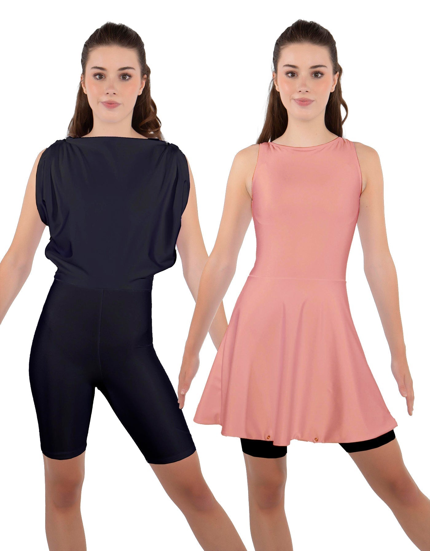 Solid Lycra Convertible Dress Tank Bikeshort
