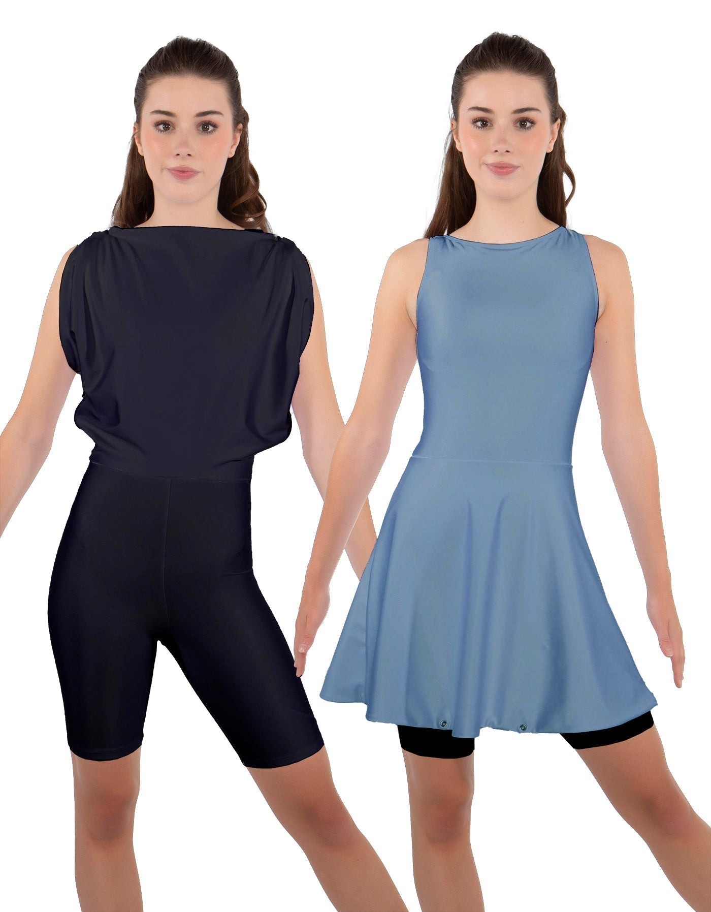 Solid Lycra Convertible Dress Tank Bikeshort