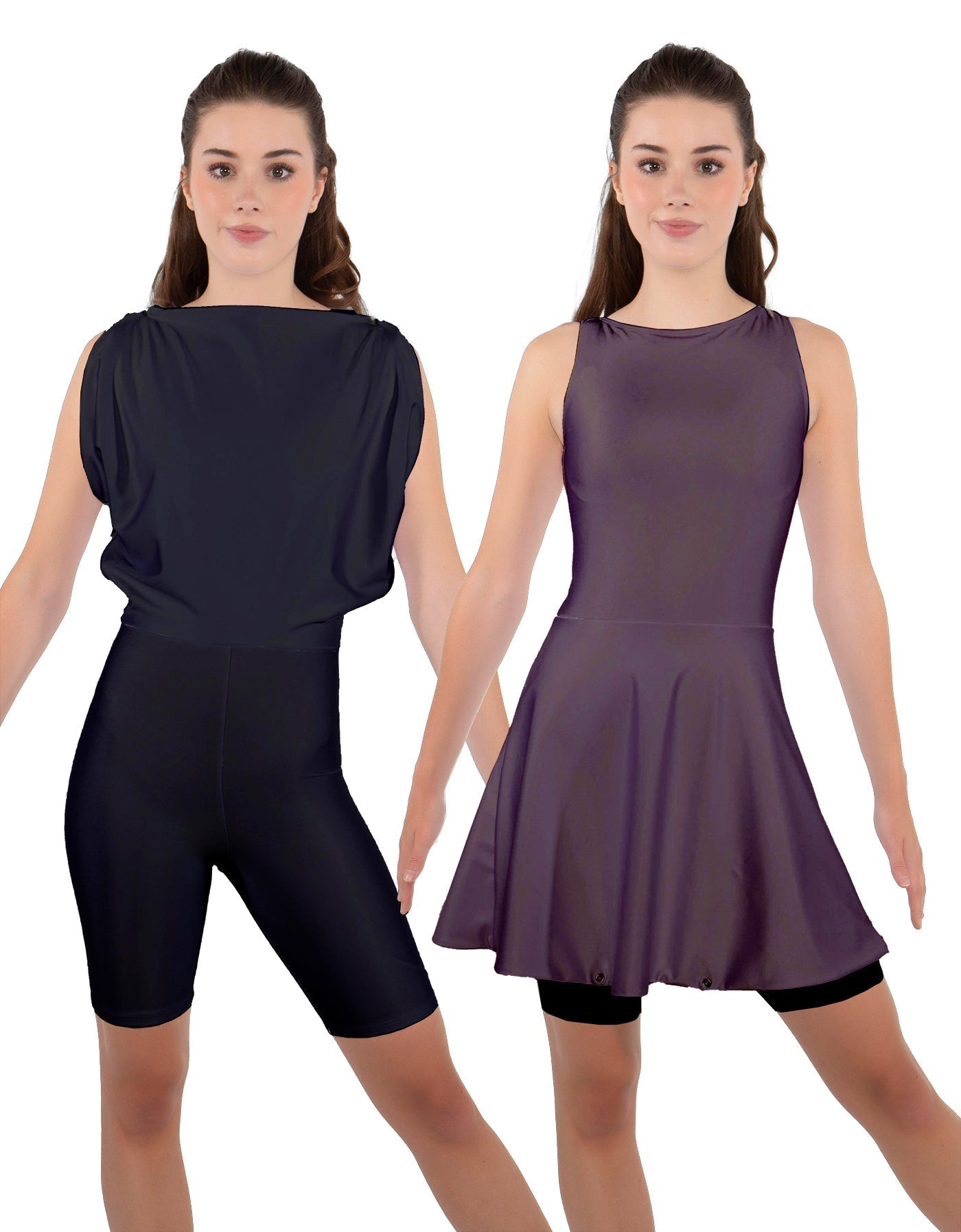 Solid Lycra Convertible Dress Tank Bikeshort