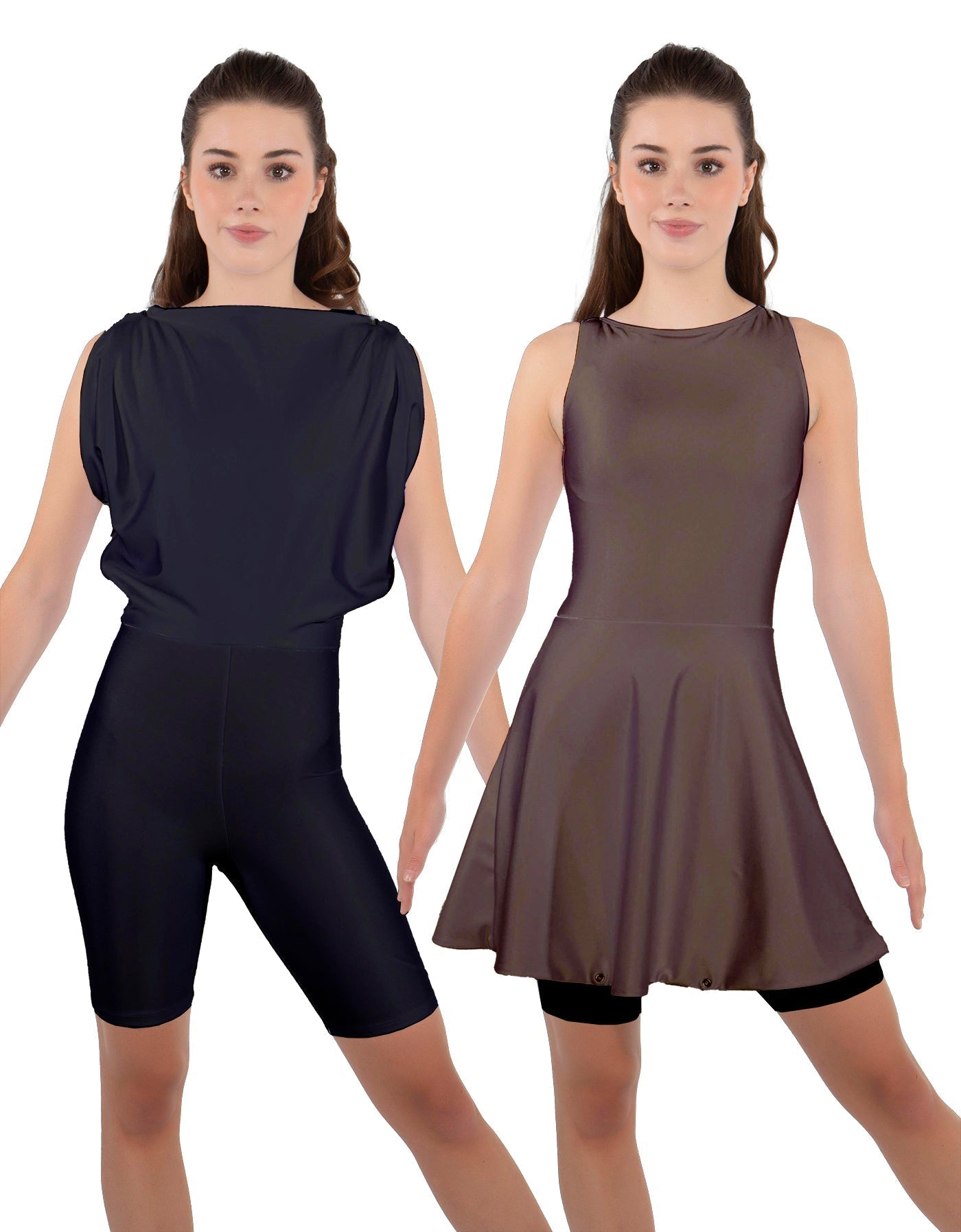 Solid Lycra Convertible Dress Tank Bikeshort