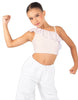 Solid Lycra One Shoulder Crop Top with Ruffle