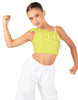Solid Lycra One Shoulder Crop Top with Ruffle