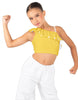 Solid Lycra One Shoulder Crop Top with Ruffle