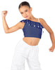 Solid Lycra One Shoulder Crop Top with Ruffle