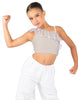 Solid Lycra One Shoulder Crop Top with Ruffle