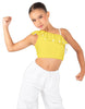 Solid Lycra One Shoulder Crop Top with Ruffle