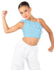 Solid Lycra One Shoulder Crop Top with Ruffle