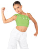 Solid Lycra One Shoulder Crop Top with Ruffle