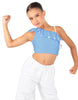 Solid Lycra One Shoulder Crop Top with Ruffle