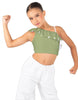 Solid Lycra One Shoulder Crop Top with Ruffle