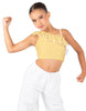 Solid Lycra One Shoulder Crop Top with Ruffle