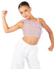 Solid Lycra One Shoulder Crop Top with Ruffle