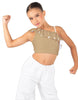 Solid Lycra One Shoulder Crop Top with Ruffle