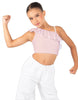 Solid Lycra One Shoulder Crop Top with Ruffle