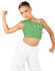 Solid Lycra One Shoulder Crop Top with Ruffle