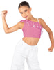 Solid Lycra One Shoulder Crop Top with Ruffle