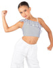 Solid Lycra One Shoulder Crop Top with Ruffle