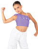 Solid Lycra One Shoulder Crop Top with Ruffle