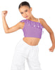 Solid Lycra One Shoulder Crop Top with Ruffle