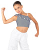 Solid Lycra One Shoulder Crop Top with Ruffle