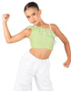 Solid Lycra One Shoulder Crop Top with Ruffle