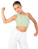 Solid Lycra One Shoulder Crop Top with Ruffle