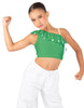 Solid Lycra One Shoulder Crop Top with Ruffle