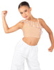 Solid Lycra One Shoulder Crop Top with Ruffle