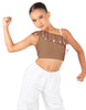 Solid Lycra One Shoulder Crop Top with Ruffle