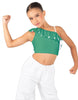 Solid Lycra One Shoulder Crop Top with Ruffle