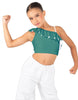 Solid Lycra One Shoulder Crop Top with Ruffle