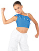 Solid Lycra One Shoulder Crop Top with Ruffle
