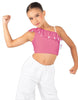 Solid Lycra One Shoulder Crop Top with Ruffle