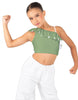 Solid Lycra One Shoulder Crop Top with Ruffle