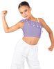 Solid Lycra One Shoulder Crop Top with Ruffle