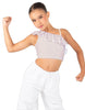 Solid Lycra One Shoulder Crop Top with Ruffle