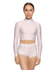 Solid Lycra LS Tneck Keyhole Back Crop Top
