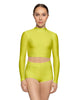 Solid Lycra LS Tneck Keyhole Back Crop Top