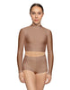 Solid Lycra LS Tneck Keyhole Back Crop Top