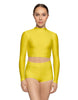 Solid Lycra LS Tneck Keyhole Back Crop Top