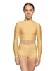 Solid Lycra LS Tneck Keyhole Back Crop Top