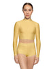 Solid Lycra LS Tneck Keyhole Back Crop Top