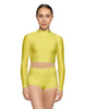Solid Lycra LS Tneck Keyhole Back Crop Top
