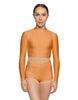 Solid Lycra LS Tneck Keyhole Back Crop Top